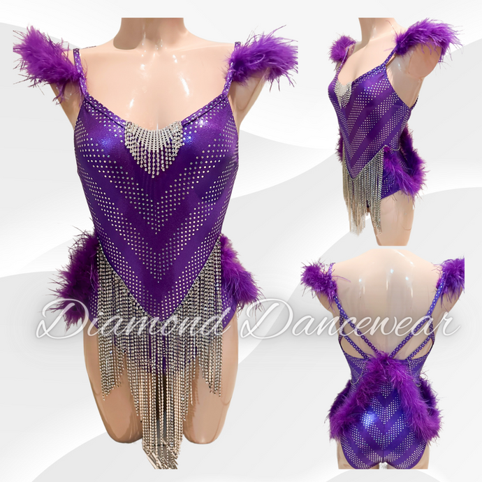Adult Size 8 -  Purple and Silver Broadway Jazz Dance Costume - In Stock