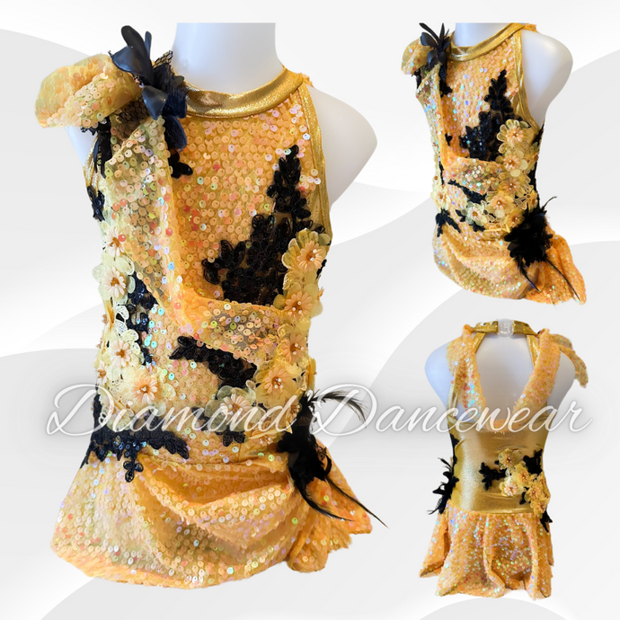 Girls size 6 -  Yellow and Black Dance Costume - In Stock