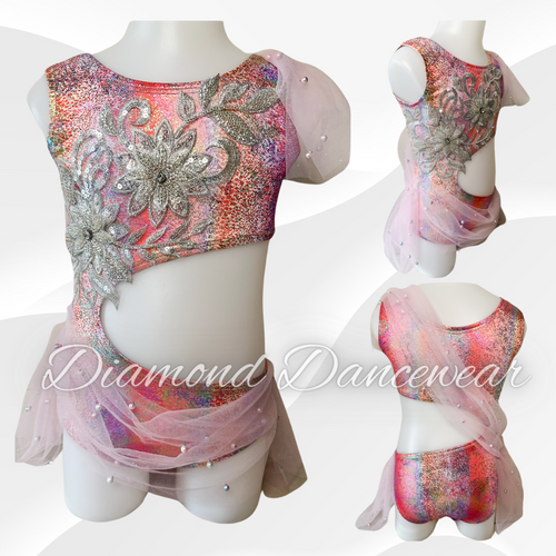 Girls Size 4 - Beautiful Pink and Silver Lyrical Dance Costume - In Stock