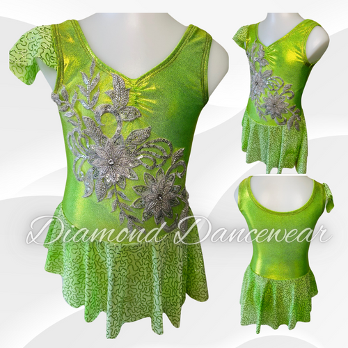 Girls Size 4 - Lime Green Lyrical Dance Costume - In Stock