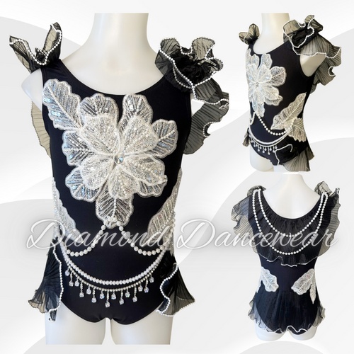 Girls Size 10 - Black and Pearl Dance Costume - In Stock