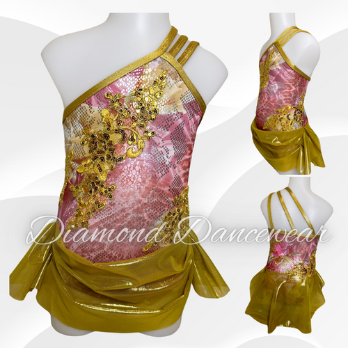 Girls Size 4 - Pink and Gold Lyrical Dance Costume - In Stock