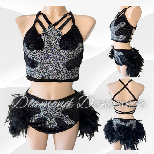 Adults 12 - Black and Silver Broadway Jazz Dance Costume - In Stock