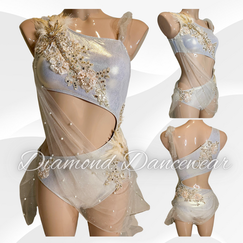Adults Size 10 - Stunning Ivory and Gold Lyrical Costume - In Stock