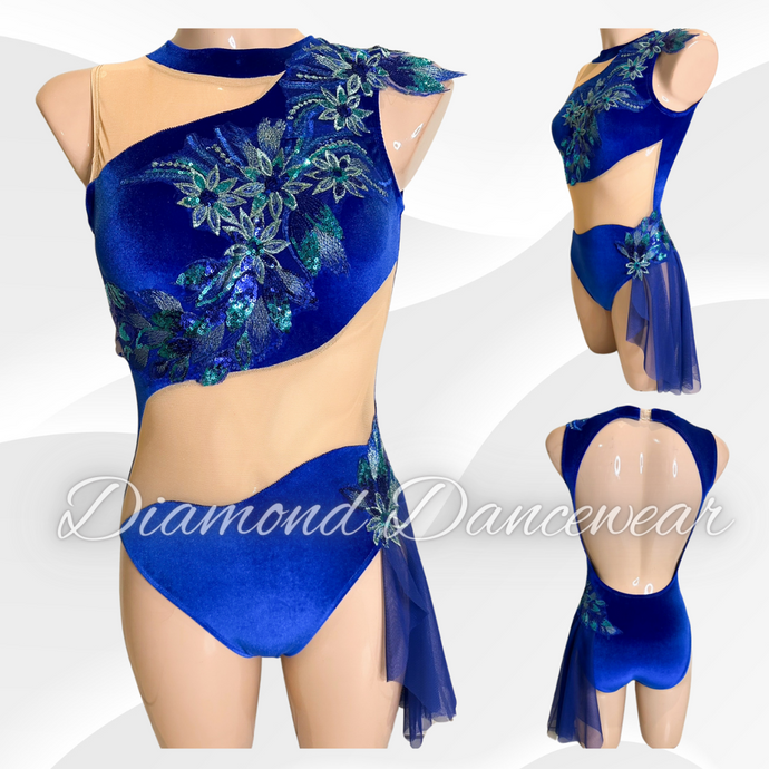 Adult Size 8 - Royal Blue Velvet Lyrical Dance Costume - In Stock