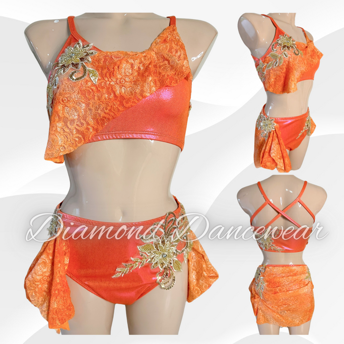 Adults Size 10 - Beautiful Orange Contemporary or Lyrical Costume - In Stock