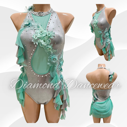 Adults Size 8 - SA - Silver and Spearmint Lyrical Costume - In Stock