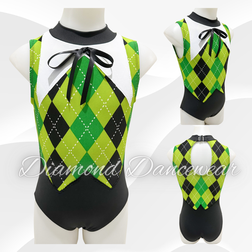 Girls Size 10 - MC - Green and Black Contemporary or Jazz Dance Costume - In Stock