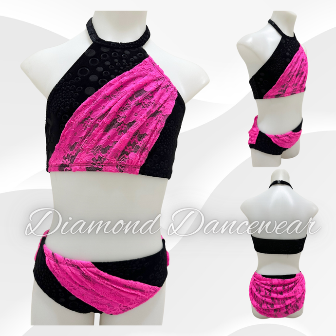 Girls Size 8 - SC - Black and Pink Contemporary or Jazz Dance Costume - In Stock