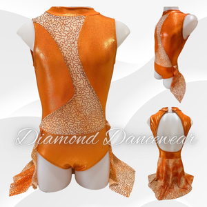 Girls Size 10 - Orange Contemporary or Lyrical Dance Costume - In Stock