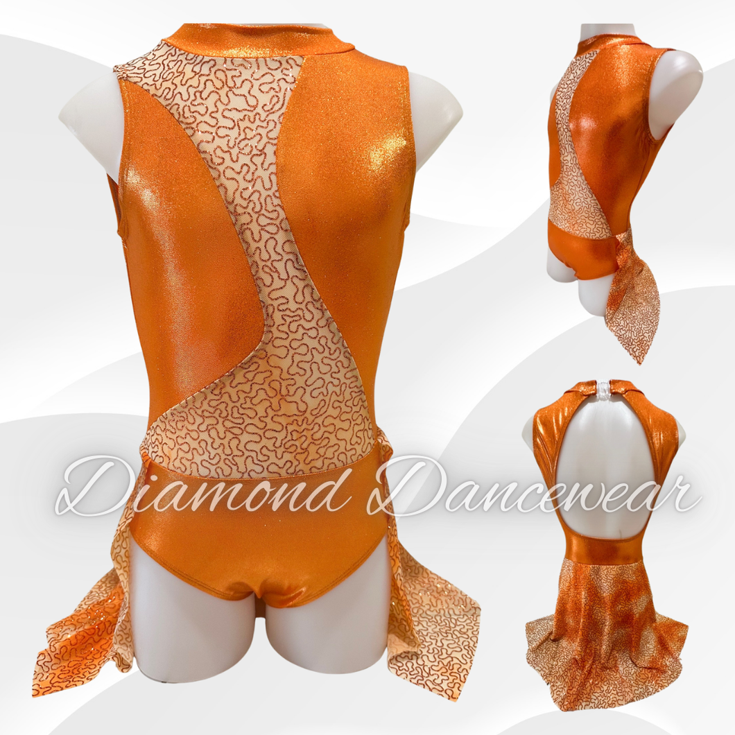 Girls Size 10 - Orange Contemporary or Lyrical Dance Costume - In Stock