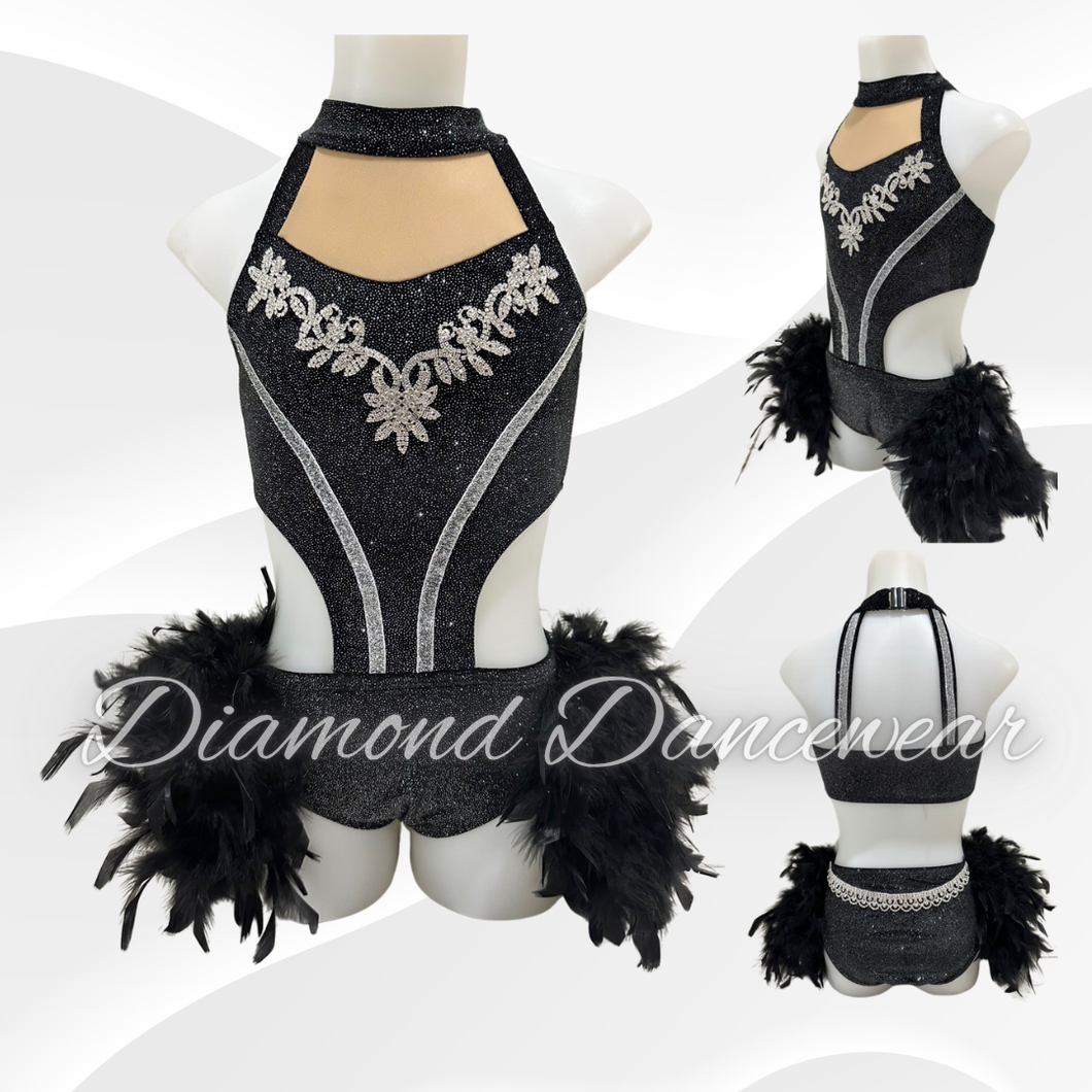 Girls Size 10 - MC - Black and Silver Broadway Jazz Dance Costume - In Stock