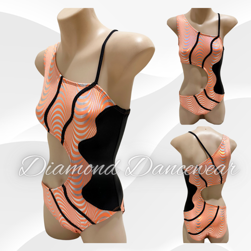 Girls Size 12 - LC -  Orange, Silver and Black Jazz Leotard - In Stock