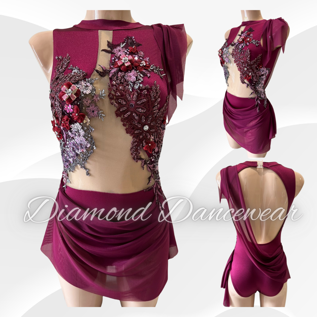 Adults Size 8 -  Burgundy Lyrical Costume - In Stock