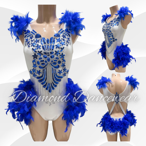 Adult Size 8 - SA -  Royal Blue and Silver Broadway Jazz Dance Costume - In Stock