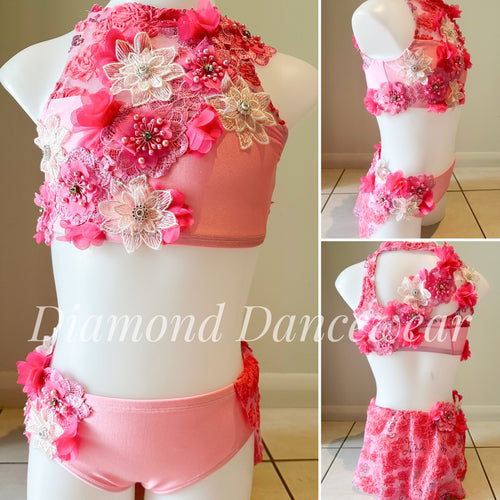 Girls Size 8 - Pink Two Piece Lyrical Dance Costume - In Stock
