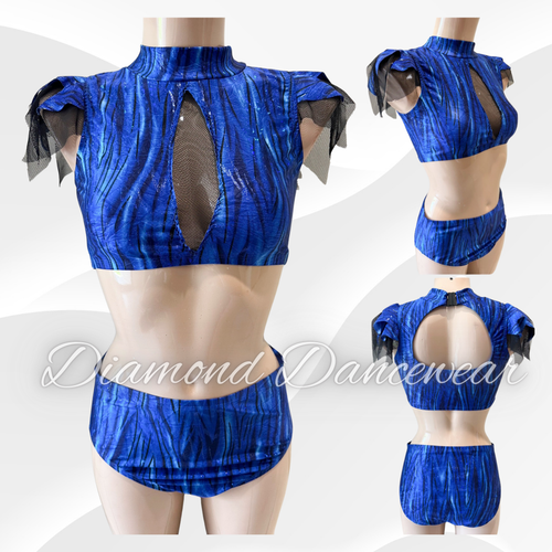 Adults Size 10 - MA - Blue and Black Jazz, Acro or Contemporary Dance Costume - In Stock
