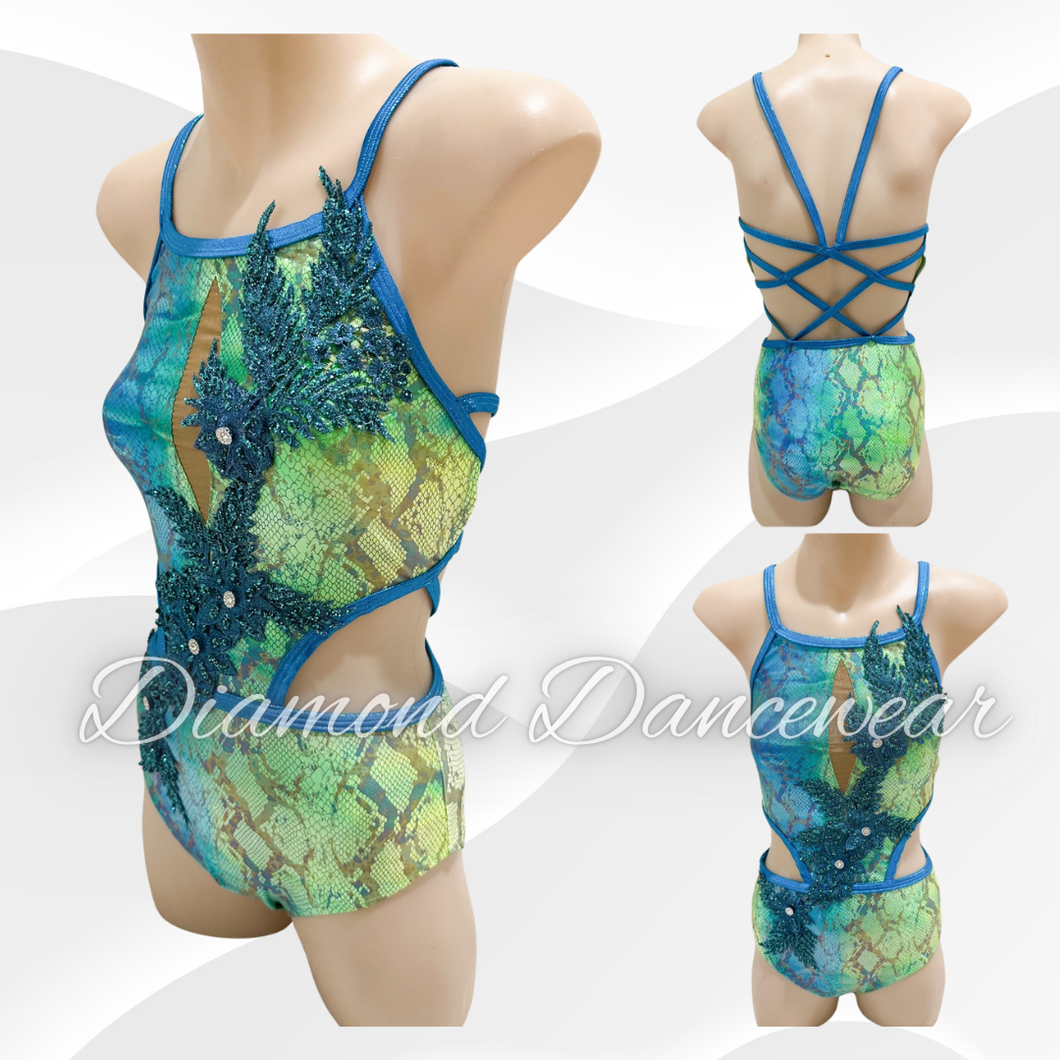 Girls Size 12 - LC - Lime Green and Turquoise Jazz or Contemporary Costume - In Stock