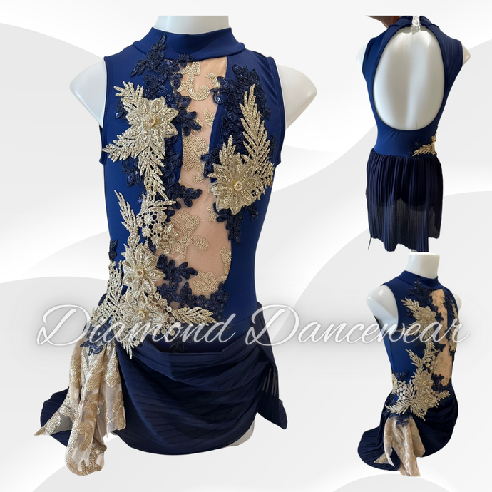 Girls Size 10 - MC - Navy and Gold Lyrical Dance Costume - In Stock