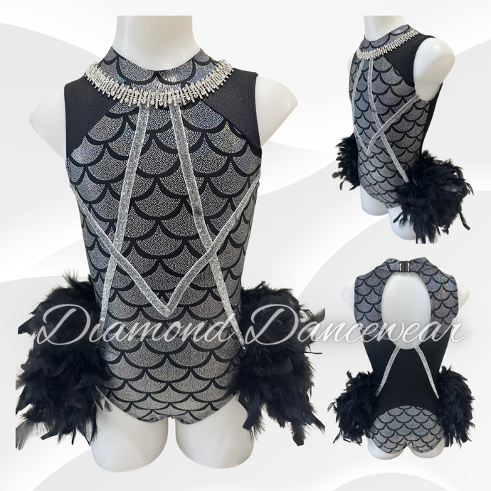 Girls Size 8 - Black and Silver Broadway Jazz or Tap Dance Costume - In Stock