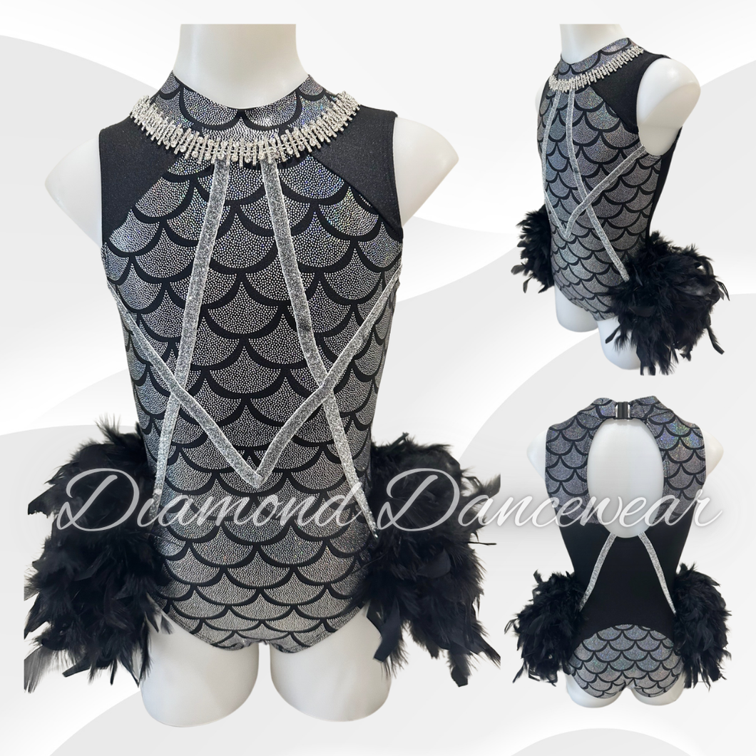 Girls Size 8 - Black and Silver Broadway Jazz or Tap Dance Costume - In Stock