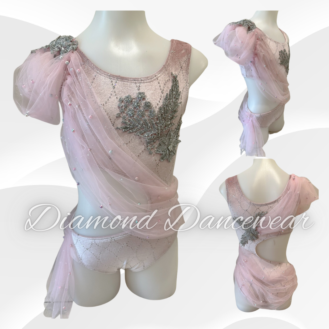 Girls Size 8 - Pale Pink and Silver Lyrical Dance Costume - In Stock