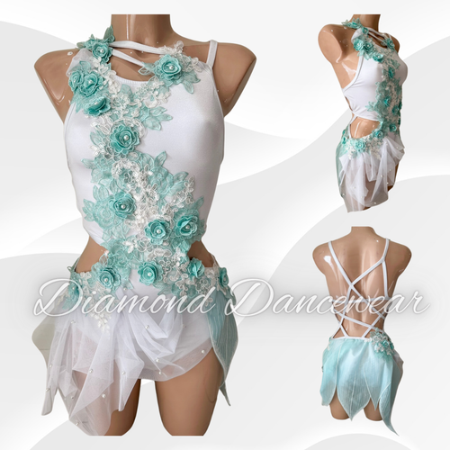 Adults Size 8 - SA - White and Mint Lyrical Costume - In Stock