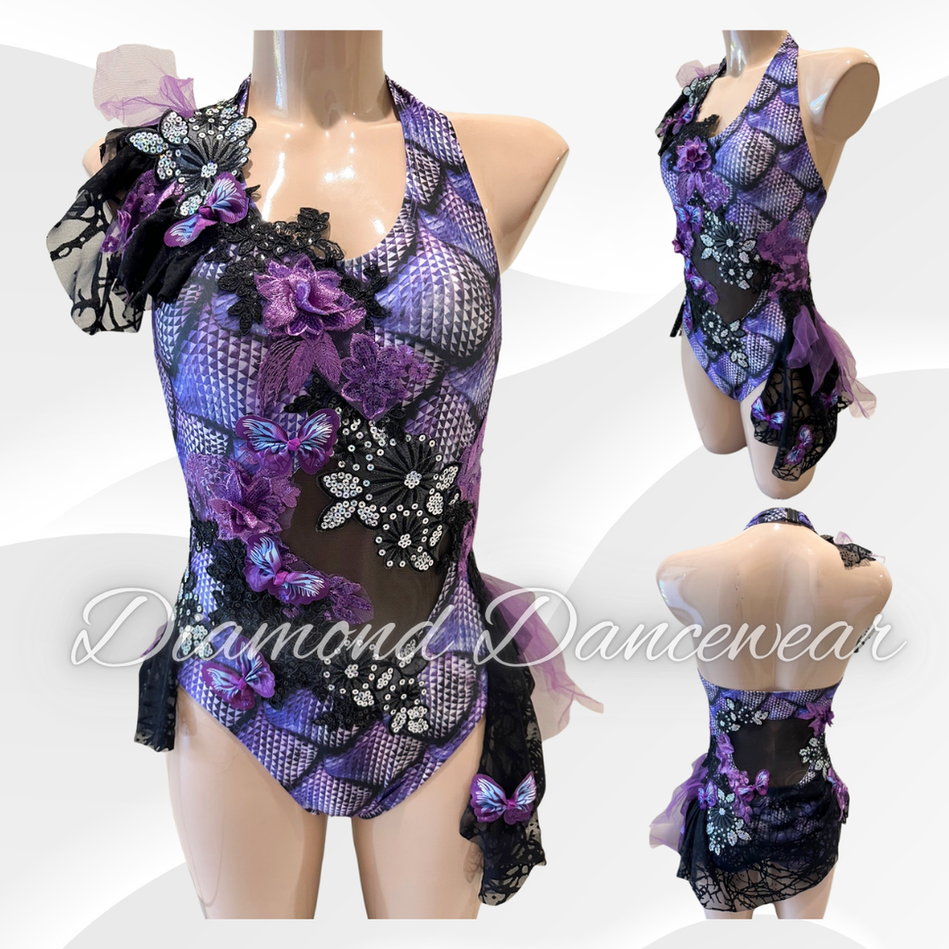 Adults Size 8 - Purple and Black Contemporary or Lyrical Costume - In Stock