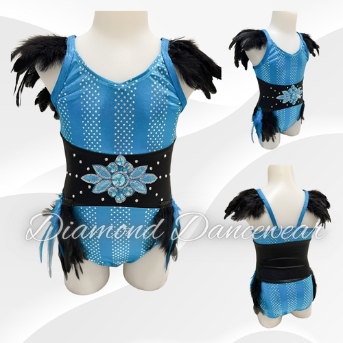 Girls Size 6 - XSC - Blue and Black Jazz or Tap Dance Costume - In Stock