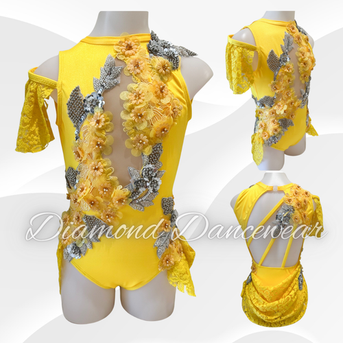 Girls Size 10 - Yellow and Silver Lyrical Dance Costume - In Stock