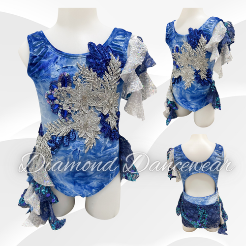 Girls Size 6 - XSC - Blue and Silver Lyrical Costume - In Stock