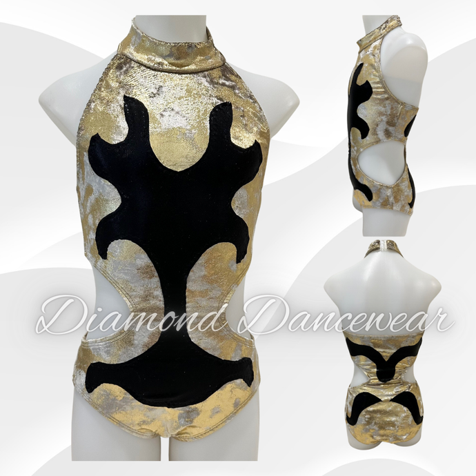 Girls Size 10 - Gold and Black Contemporary or Jazz Dance Costume - In Stock
