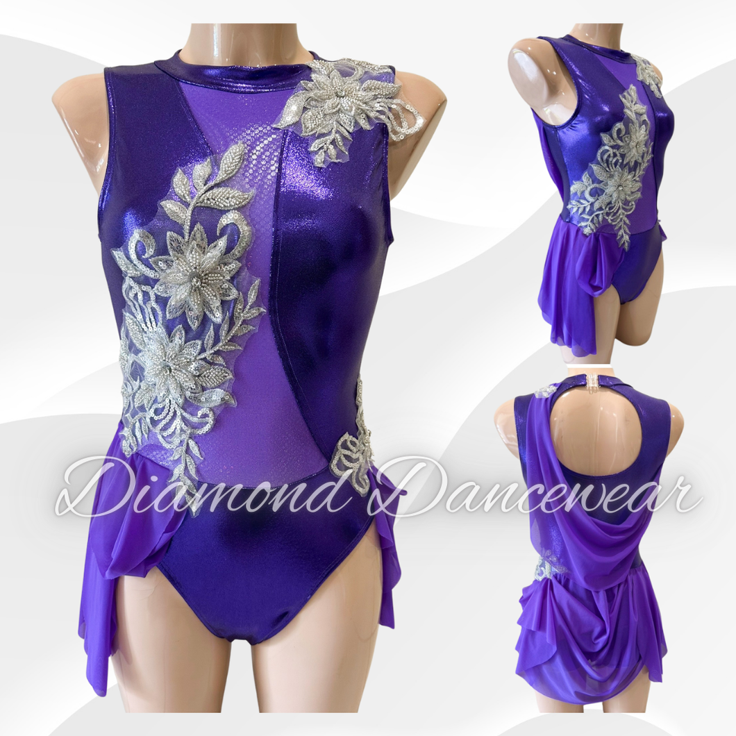 Adults Size 10 - Purple and Silver Lyrical Costume - In Stock