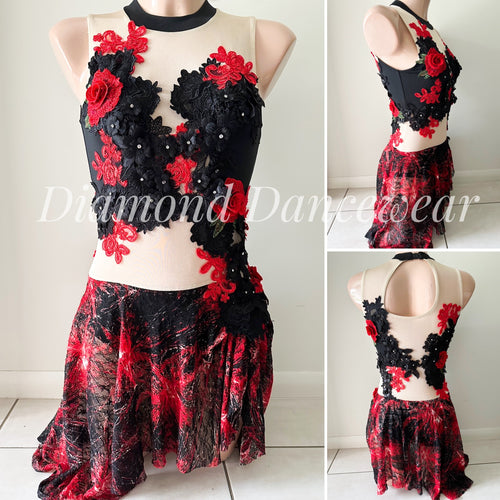Adult Size 8 - Striking Red and Black Lyrical Costume - In Stock