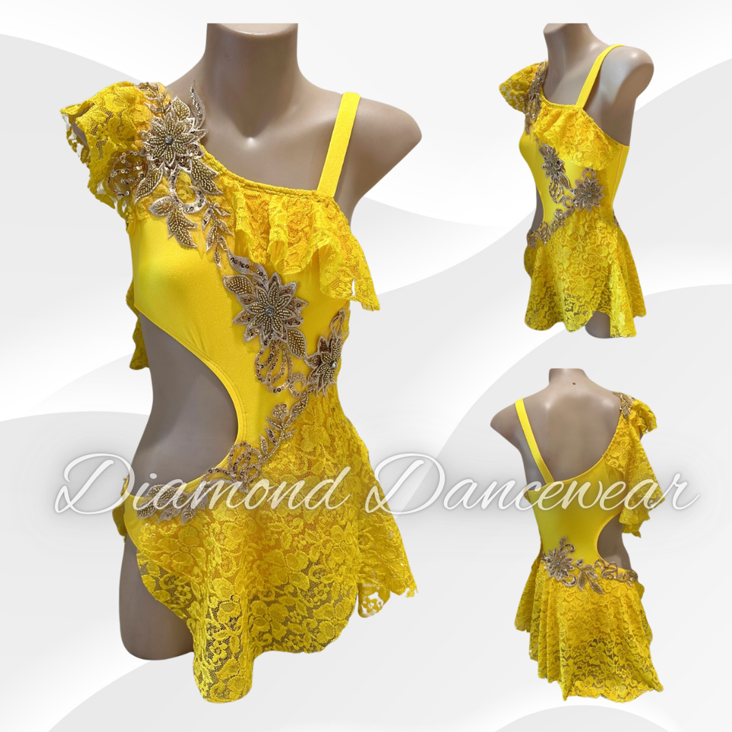 Girls Size 12 - LC - Yellow and Gold Lyrical Dance Costume Girls Size 12 - LC - Yellow and Gold Lyrical Dance Costume
