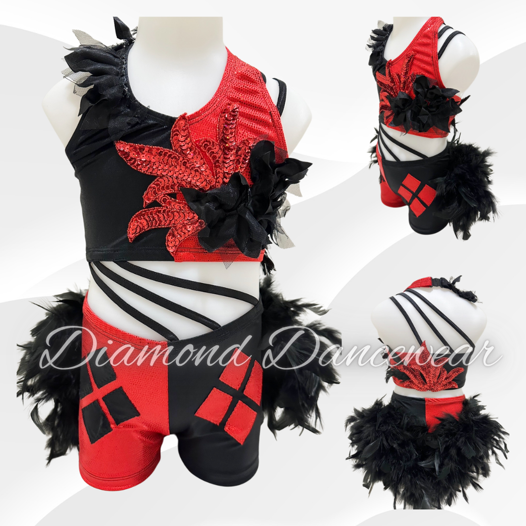 Girls size 6 - Black and Red Jazz or Tap Dance Costume - In Stock