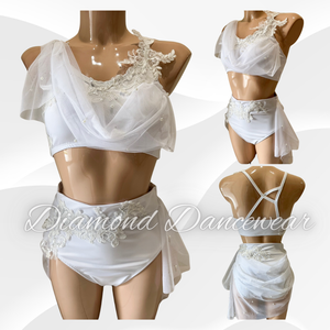 Adults Size 10 - White Two Piece Lyrical Costume - In Stock