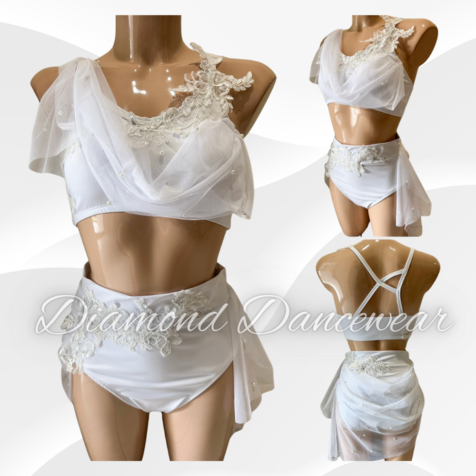 Adults Size 10 - White Two Piece Lyrical Costume - In Stock