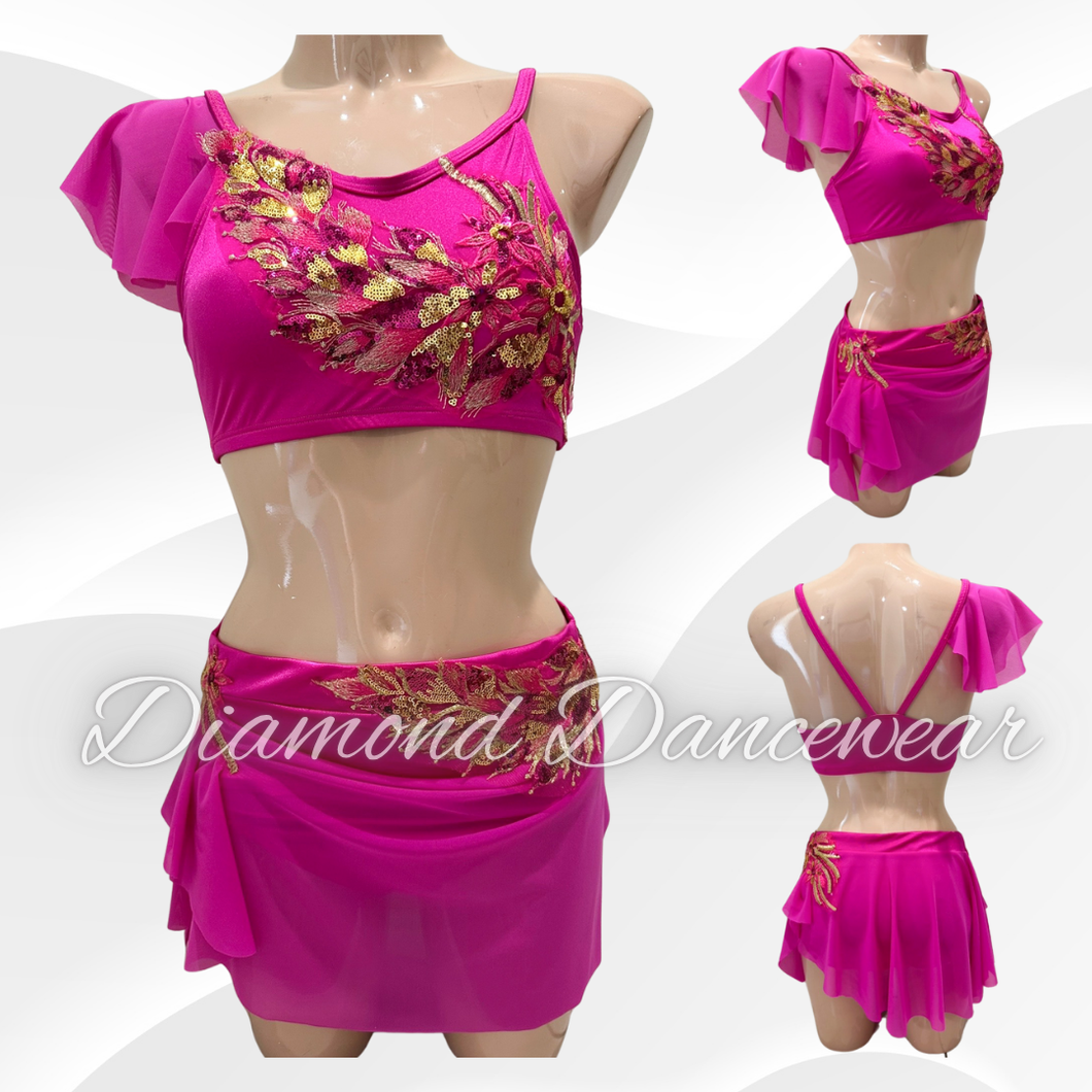 Adults Size 10 - MA - Pink & Gold Lyrical Costume - In Stock