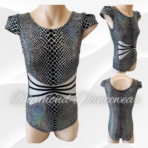 Girls Size 12 -  Black, Silver and White Jazz or Contemporary Leotard - In Stock