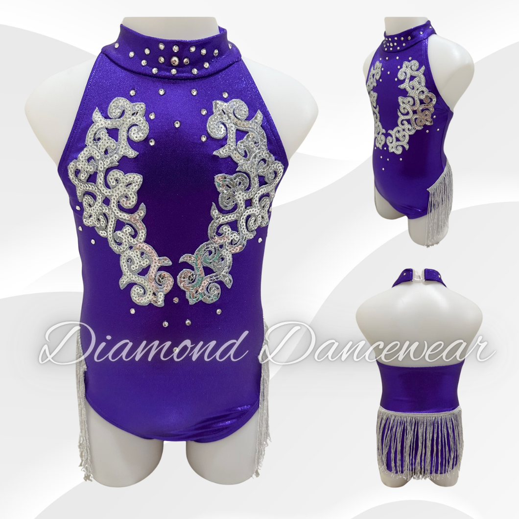 Girls Size 6 - XSC - Purple and Silver Jazz Costume - In Stock