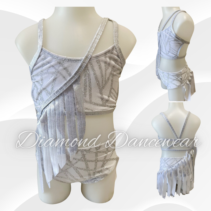 Girls Size 4 - White and Silver Jazz Dance Costume - In Stock