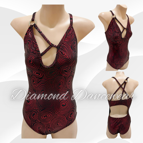 Girls Size 12 - LC -  Black and Red Jazz or Contemporary Leotard - In Stock