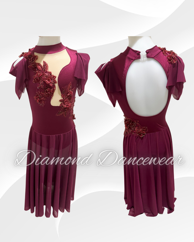 Girls Size 10 - MC - Burgandy Lyrical or Slow Tap Dance Costume - In Stock