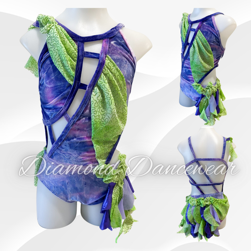Girls Size 10 - MC - Purple and Green Lyrical Dance Costume - In Stock