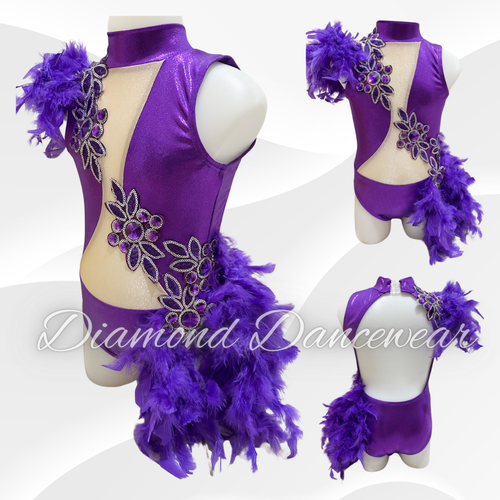 Girls size 6 - Purple Feather Broadway Jazz Costume - In Stock