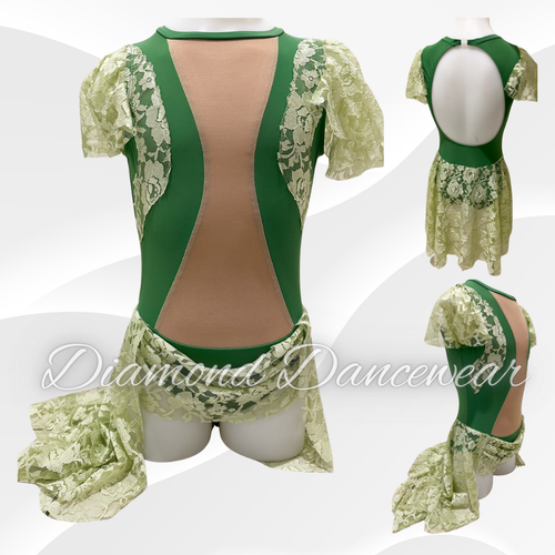 Girls Size 10 - Green Lyrical or Slow Tap Dance Costume - In Stock