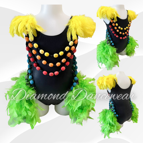 Girls size 6 - Rainbow and Black Jazz Dance Costume - In Stock