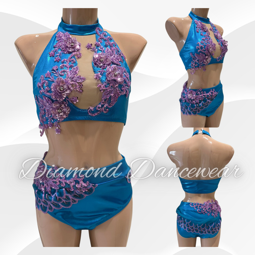 Adults Size 10 - MA - Turquoise and Lilac Lyrical Costume - In Stock