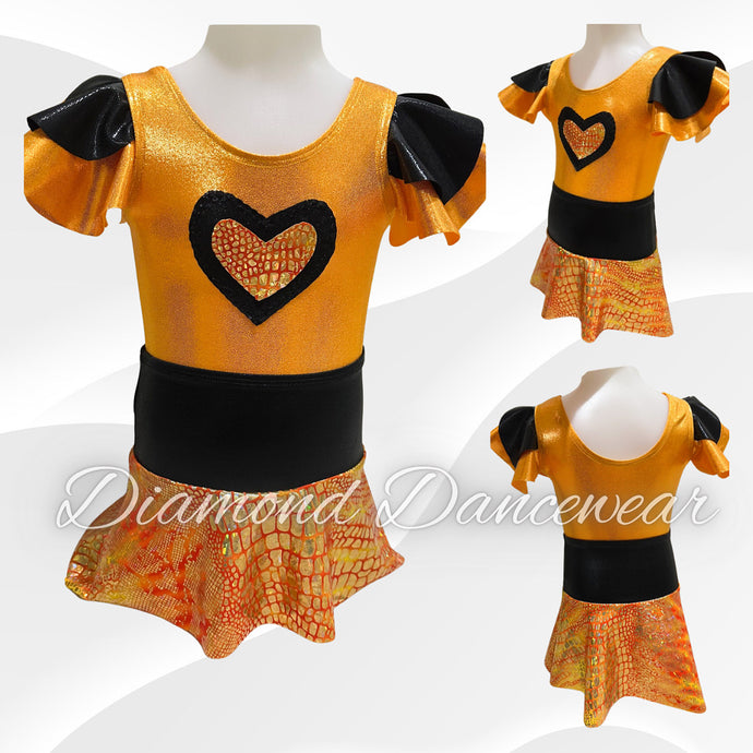 Girls Size 4 - Orange and Black Jazz Dance Costume - In Stock